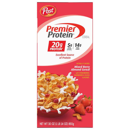 Premier Protein Mixed Berry Almond Breakfast Cereal, High-Protein Crunch with Real Fruit and Nuts