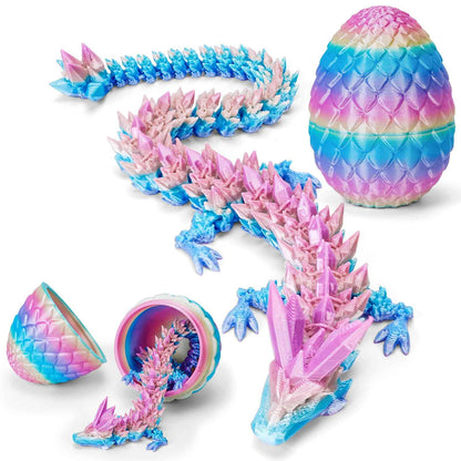 TBOLINE 12" 3D Printed Dragon Egg, Easter Basket Stuffers for Kids, Large Prefilled Easter Eggs, Stuffed Egg Hunt Fillers with Easter Toys, 3D Printer Animals Fidget Toys for Boys Teen 5-7 4-6 8-12