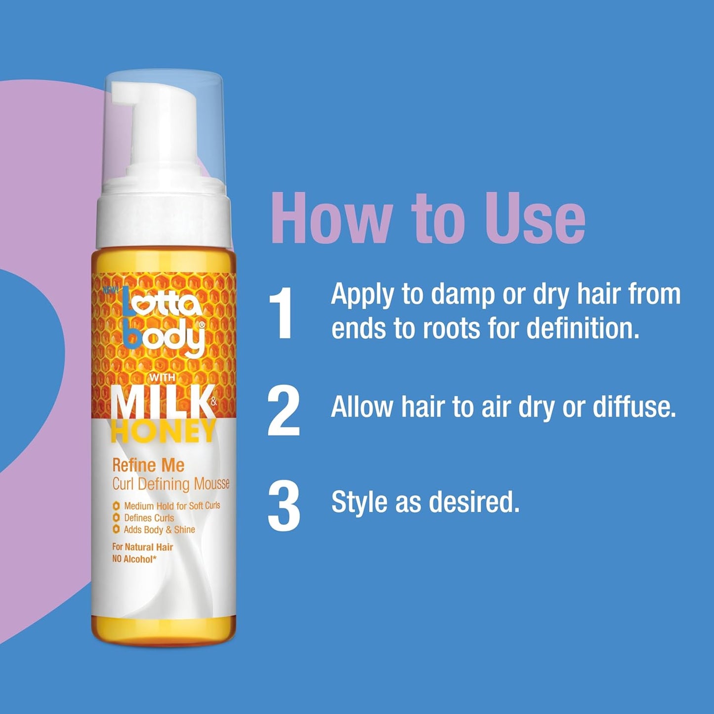 Lottabody_Refine_Me_Curl_Defining_Mousse_with_Milk_&_Honey,_Lightweight,_Moisture-Rich_Frizz-Control_Styling_Mousse_for_Softly_Defined_Natural_Curly_&_Coily_Hair,_7_oz