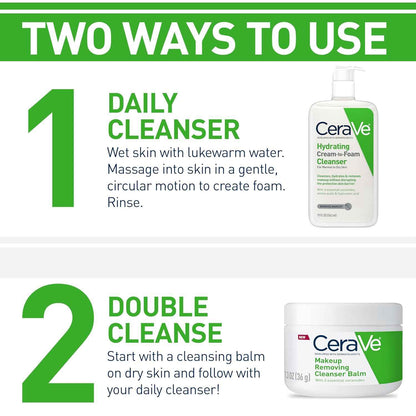 CeraVe Hydrating Cream To Foam Cleanser, Makeup Remover Face Wash For Dry Skin, Foaming Facial Cleanser With Hyaluronic Acid, Normal To Dry Skin, Fragrance Free & Non Comedogenic