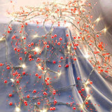 OVV Christmas Decorations 13FT Pearl Garland String Lights 40LED Festive Lighted Berry Beaded Indoor Xmas Decor Warm Lights for Bedroom Mantel Wedding Party Battery Operated