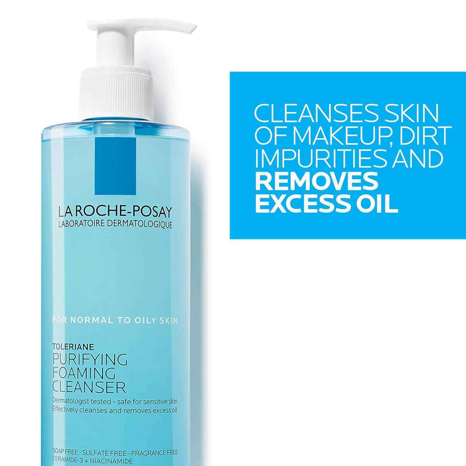 La Roche-Posay Toleriane Purifying Foaming Facial Cleanser, Oil Free Face Wash for Women & Men with Niacinamide + Ceramides, Pore Cleanser Safe For Sensitive Skin, Won’t Dry Out Skin, Soap Free