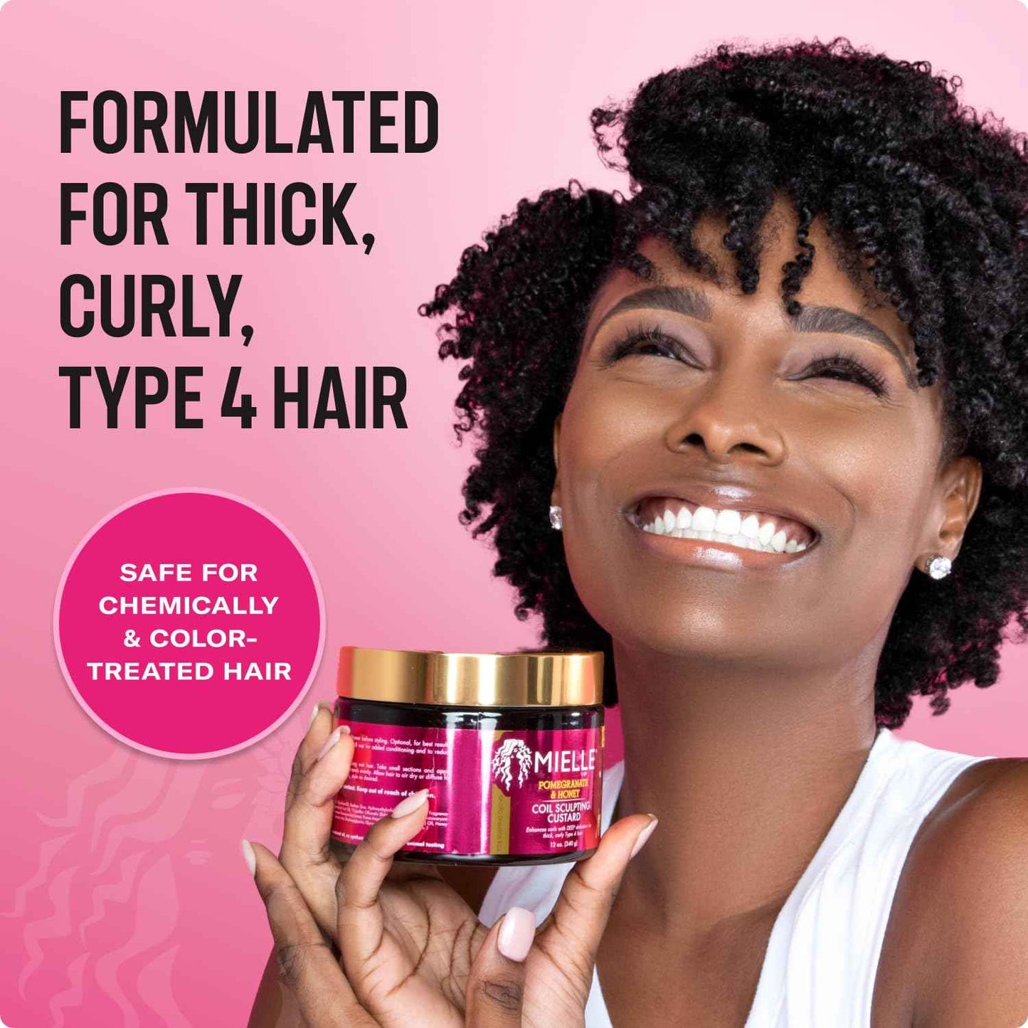 Mielle Organics Pomegranate & Honey Curl Cream - Coil Sculpting Custard for Type 4 Hair - Hydrates, Controls Frizz, Conditions & Adds Shine,12 Fl Oz