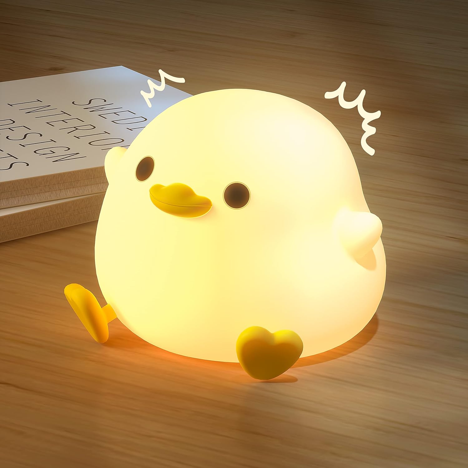 UNEEDE_LED_Cute_Bean_Duck_Night_Light,_DoDo_Duck_Silicone_Nursery_Night_Light_Squishy_Dimmable_Rechargeable_Table_Bedside_Lamp_with_Touch_Sensor_for_Bedrooms,_Living_Room_Unique_Dorm_Decor_Gift_Toy