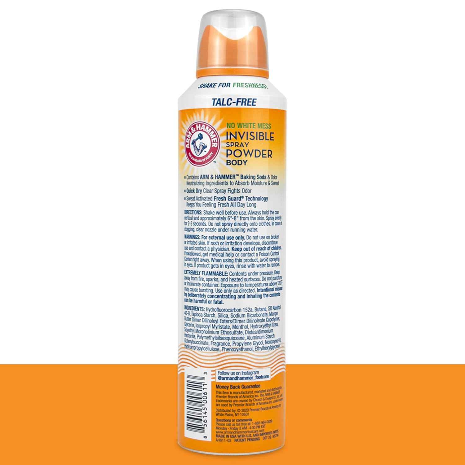 Arm & Hammer Invisible Body Powder Spray, Clear Talc-Free Body Odor & Sweat Control For Men & Women, Spray Body Powder For Women And Men, Arm And Hammer Body Spray Powder, 7 Oz
