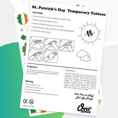 St_Patricks_Day_Temporary_Tattoos_56_Glitter_Styles_Shamrock_Face_Stickers_Suppiles_Kiss_Me_I'm_Irish_Party_Favor_St_Patty's_Day_Accessories_Leprechauns_Arts_and_Crafts