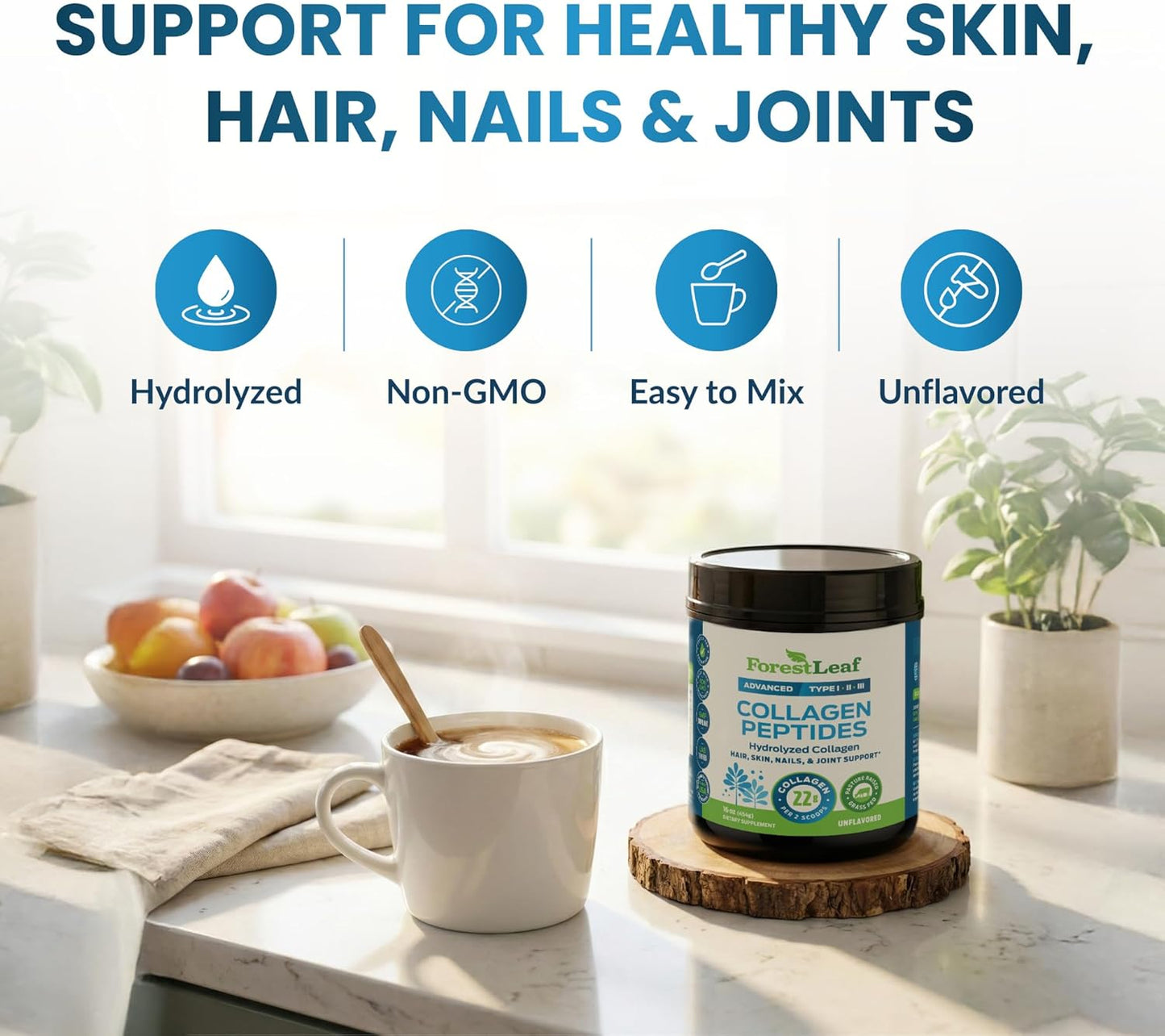 ForestLeaf_Collagen_Peptides_Powder_Unflavored_-_Hydrolyzed_Grass_Fed_Keto_Collagen_Protein_Powder_Type_1,_2_&_3_-_Vital_Hair,_Skin,_Nails,_Joints,_Recovery,_11g_Per_Serving