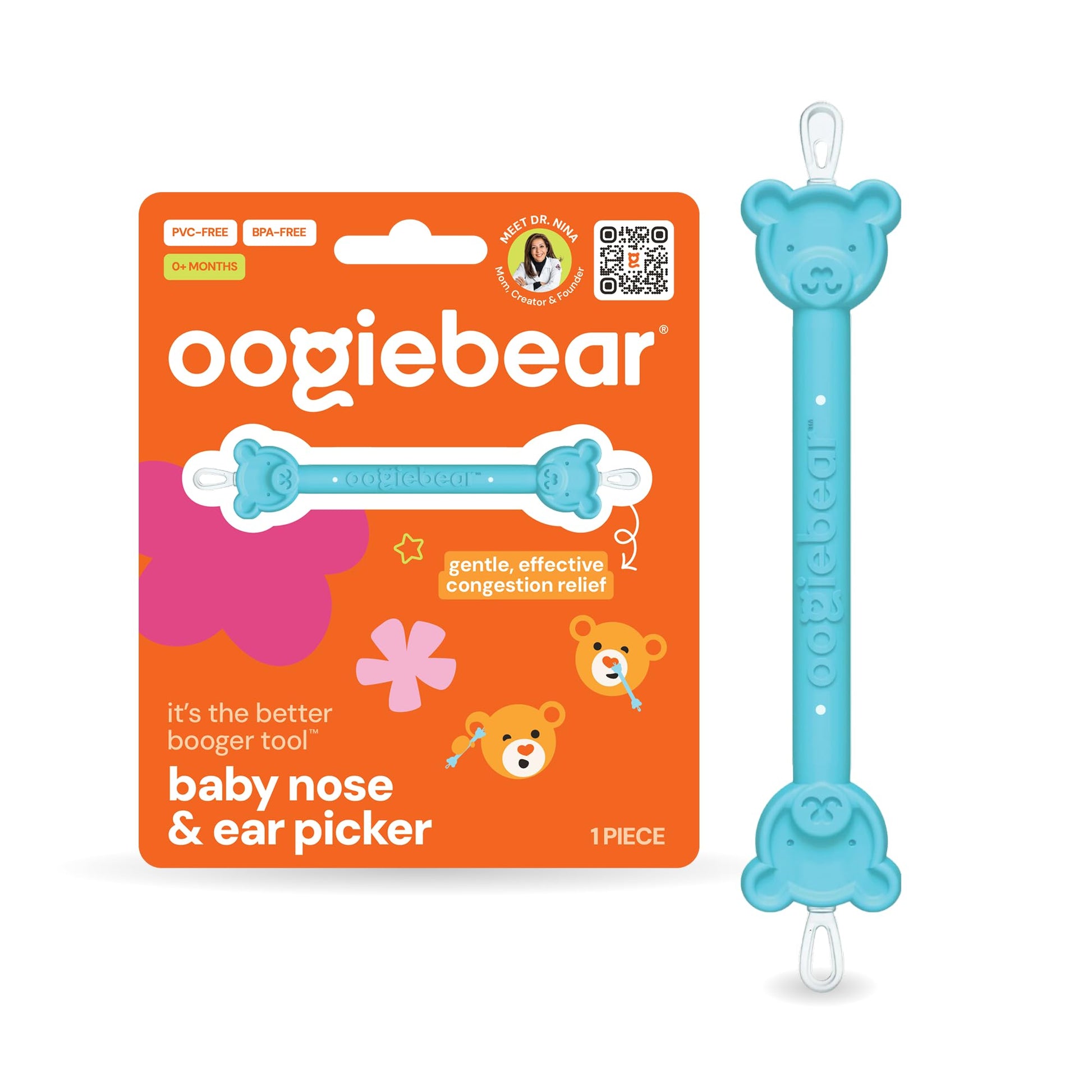 oogiebear Baby Nose Cleaner &amp;amp; Ear Wax Removal Tool - Safe Booger &amp;amp; Earwax Removal for Newborns, Infants, Toddlers - Dual-Ended - Essential Baby Stuff