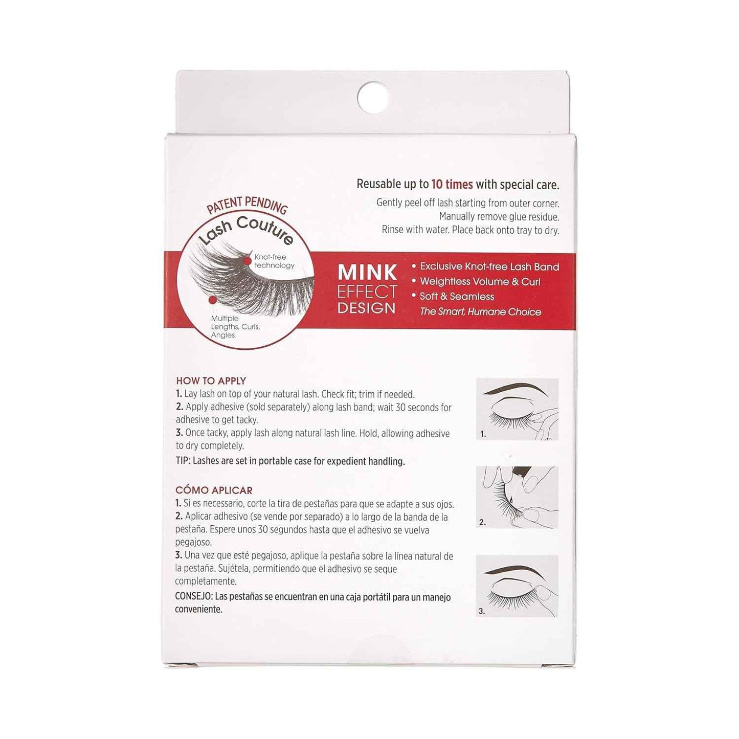 KISS Lash Couture Faux Mink False Eyelashes Multipack, 12mm, Multiple Lengths, Reusable, Cruelty Free, Vegan, Exclusive knot-free lash band, 4 Pairs