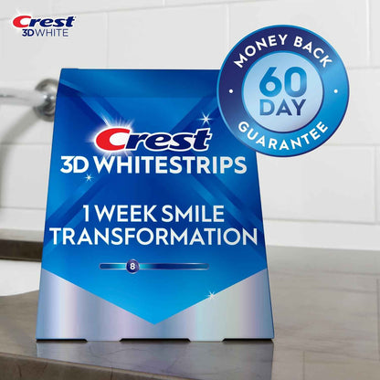 Crest 3D Whitestrips, 1 Week Smile Transformation, Whitestrips 3D White, Teeth Whitening Strip Kit, 14 Treatments (Each with 1 Upper/1 Lower)