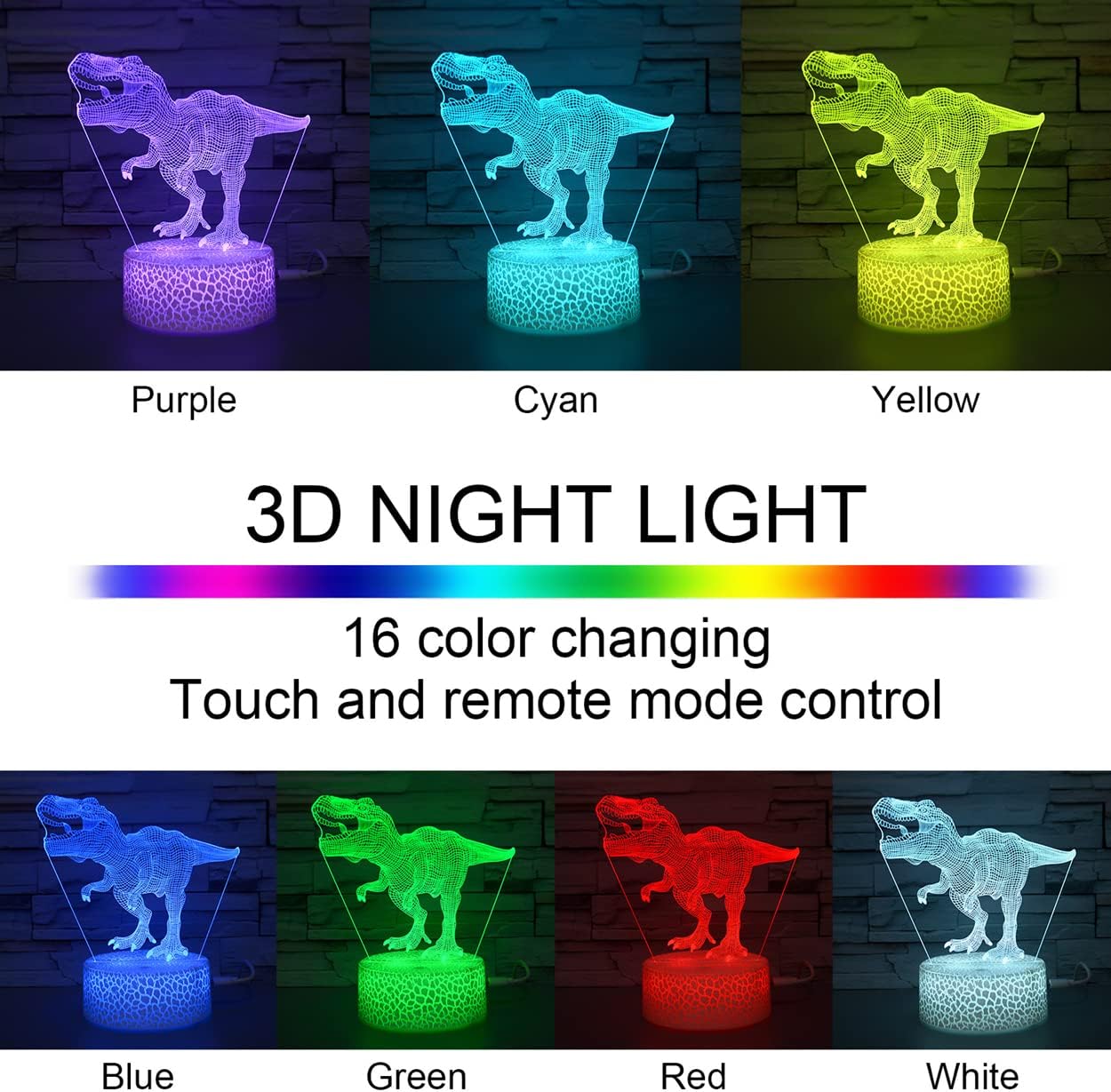 i-CHONY_Dinosaur_Toy_T-Rex_3D_Night_Light_for_Kids_16_Colors_Dimmable_Dinosaur_Led_Light_with_Remote_&_Smart_Touch_&_USB_Cable_-_Dino_Gift_for_Adults_Teens_Boys_Girls_Birthday_Christmas