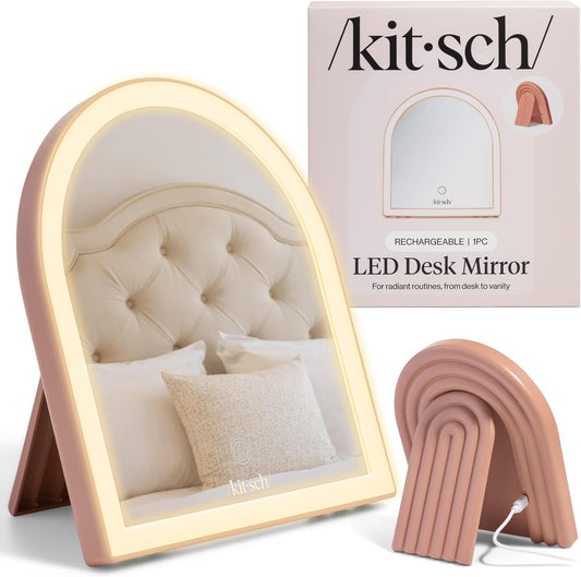 Kitsch_Arch_Desk_Vanity_Mirror_with_Lights,_LED_Makeup_Surface,_Touch_Sensor_Dimmable_Warm_Neutral_Cool_Glow,_Rechargeable_Desk_Mirror_with_Kickstand_for_Travel_-_Terracotta