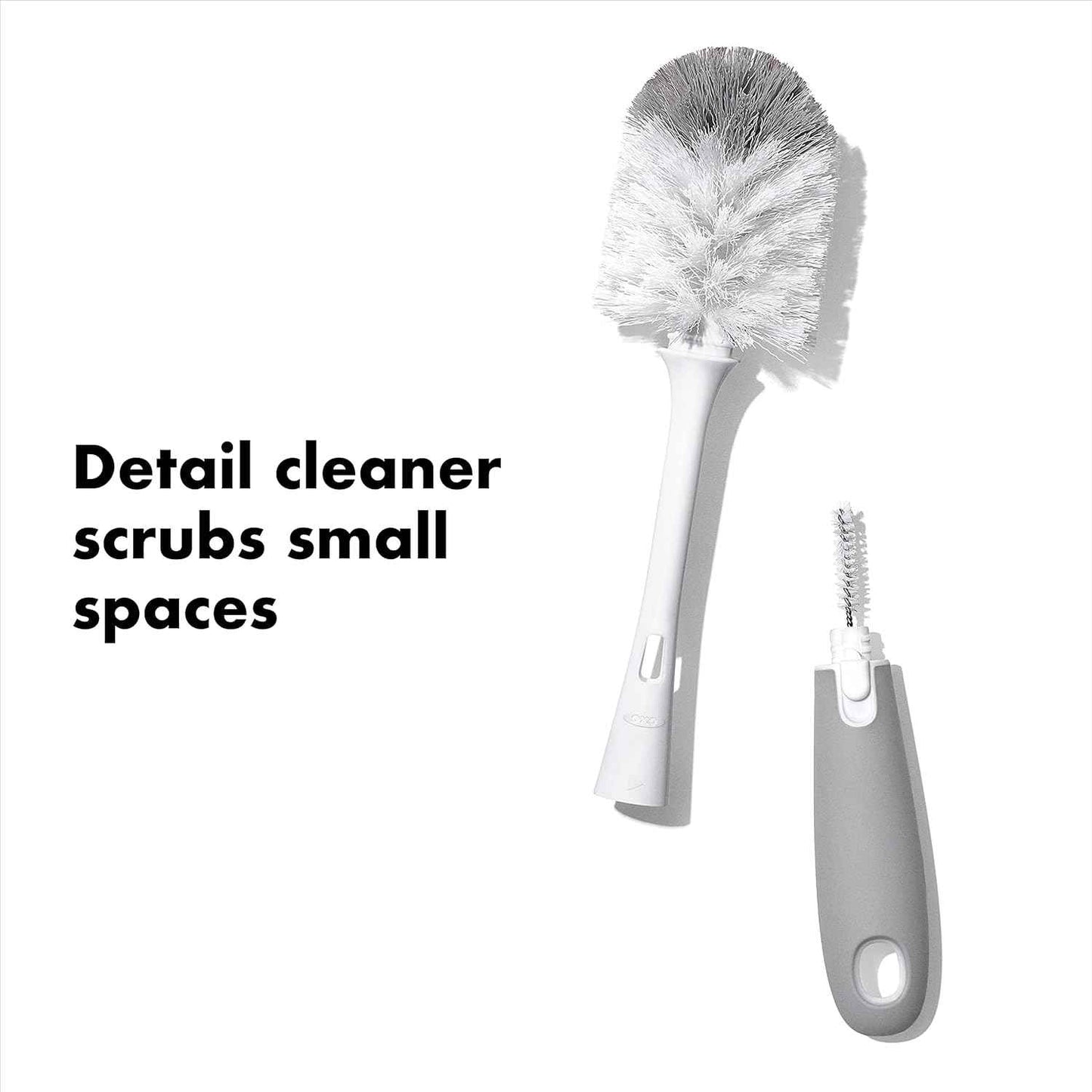 OXO Tot Bottle Brush with Nipple Cleaner and Stand – Gray, 2-Pack