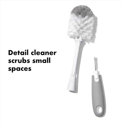 OXO Tot Bottle Brush with Nipple Cleaner and Stand – Gray, 2-Pack