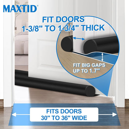 MAXTID_Large_Door_Draft_Stopper_for_Bottom_of_Doors_36”_Under_Door_Sweep_Noise_Blocker_Black_Gap_Stoppers_Adjustable_Doors_Seal_Sweep_Guard_Draft,_Window_Breeze_Stoppers,_Home_Essentials_Gadgets