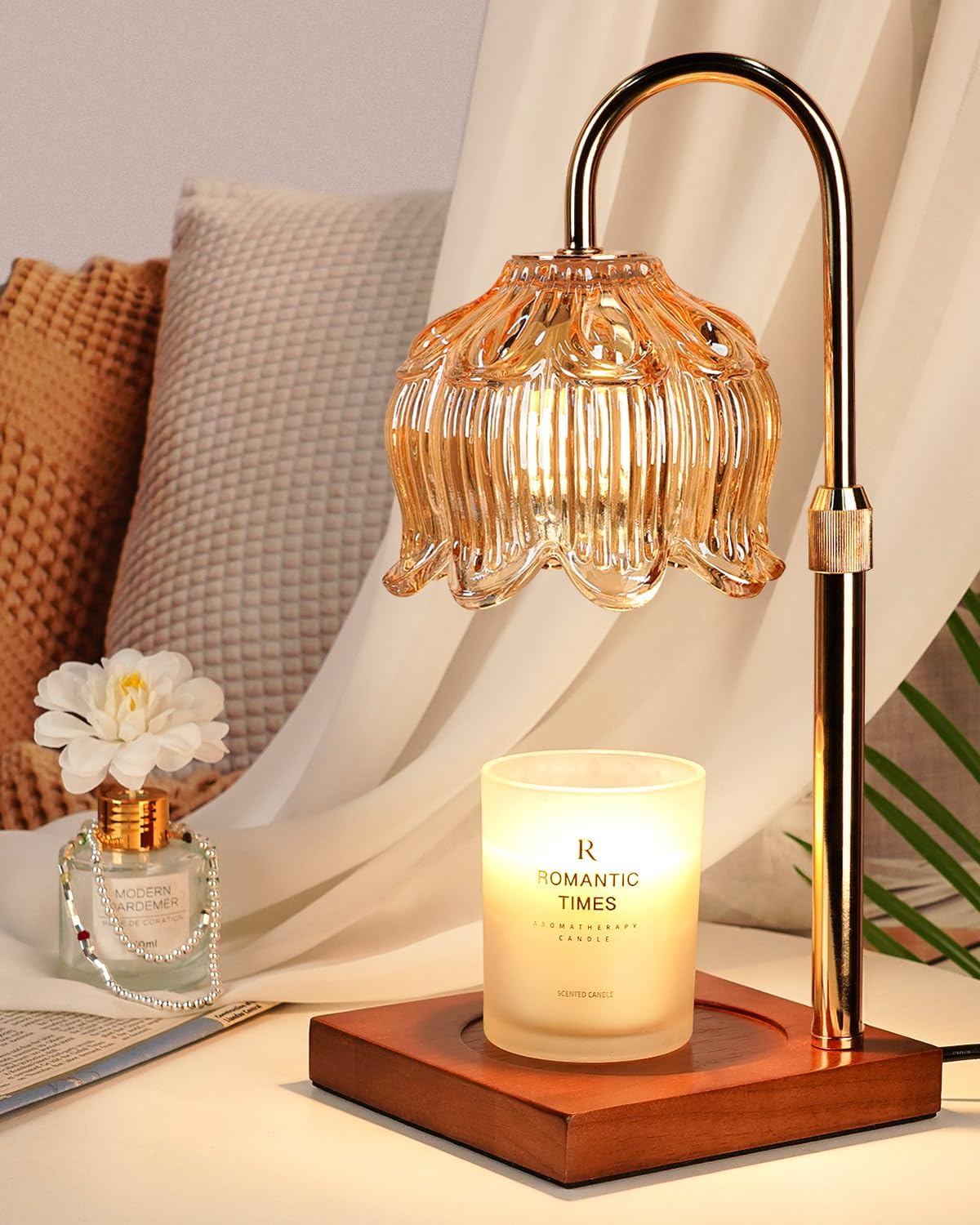 Flower_Candle_Warmer_Lamp_with_Timer_&_Dimmer,_Adjustable_Height_Candle_Warmer,_Birthday_Gifts_for_Women_Mom,_House_Warming_New_Home_Decor,_Wax_Warmer_with_2_Bulbs_for_Jar_Candles