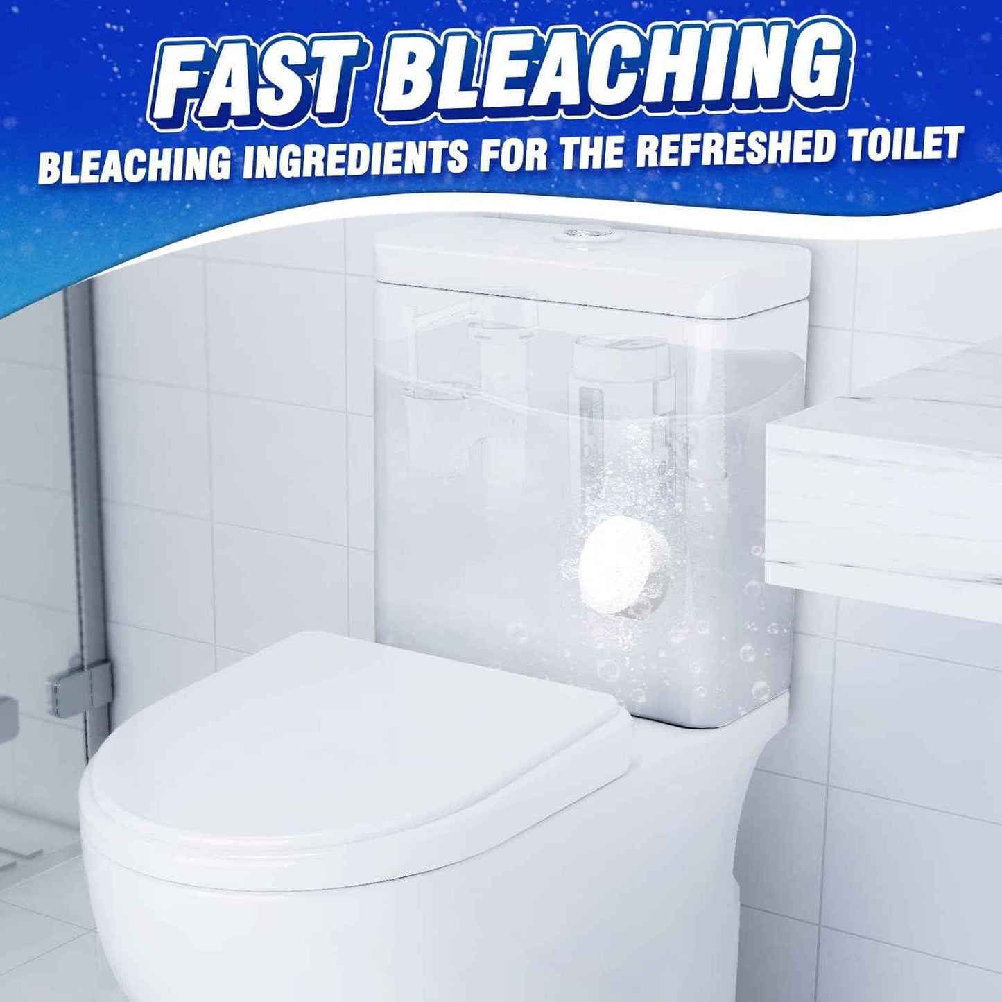 Vacplus Toilet Bowl Cleaners, Household Toilet Cleaner, Automatic Toilet Bowl Cleaners with Bleach, Sustained-Release Toilet Tank Cleaners for Deodorizing and Descaling, 1.76 Ounces Each