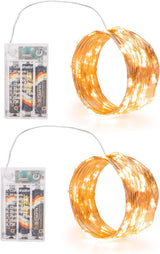 Fairy Lights Battery Operated, 8 Modes & Auto Timer, Warm White 16FT 50Led Mini Twinkle Silver Wire Mason Jar Lights, Waterproof Starry Firefly for Parties (1/2/4 Pack)