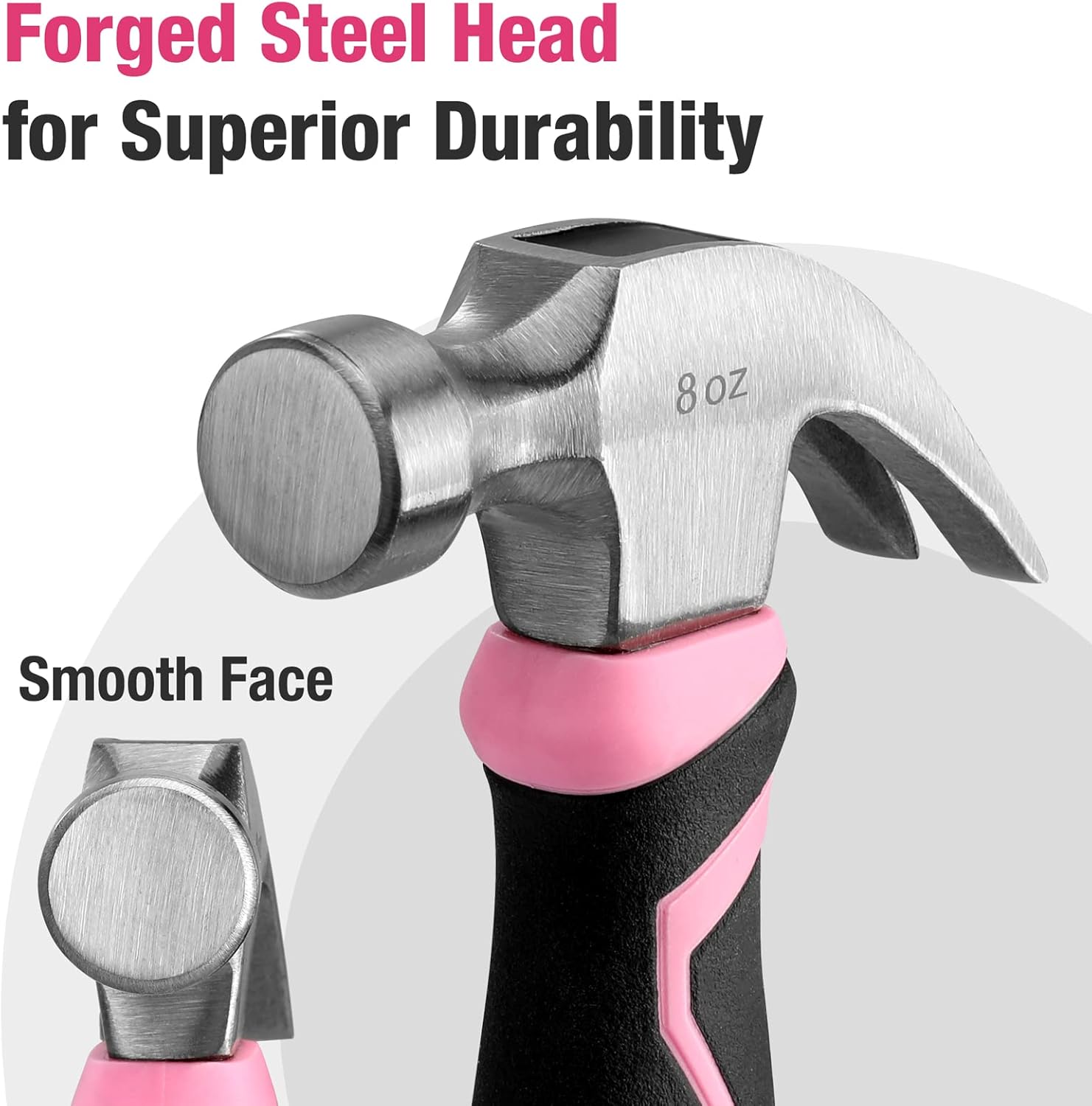 WORKPRO_8_oz_Claw_Hammer_with_Fiberglass_Handle,_All_Purpose_Hammer_with_Forged_Hardened_Steel_Head,_Pink_Ribbon