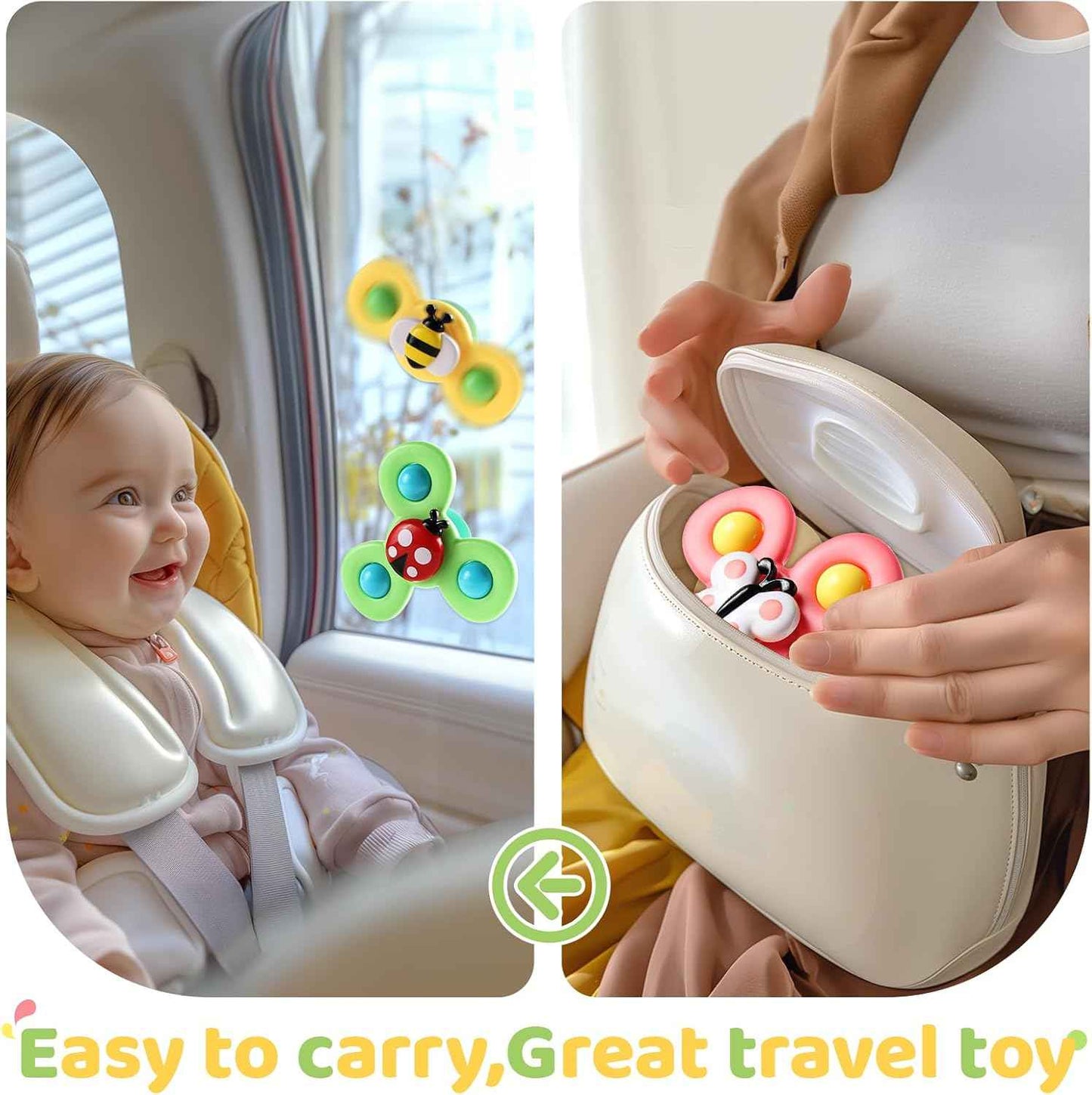 ALASOU 3PCS Suction Cup Spinner Toys for 1 2 Year Old Boy Girl Birthday Gift|Spinning Top Baby Bath Toy for Kids Ages 1-3|Sensory Airplane Travel Toy Easter Basket Stuffers for Toddlers Infant