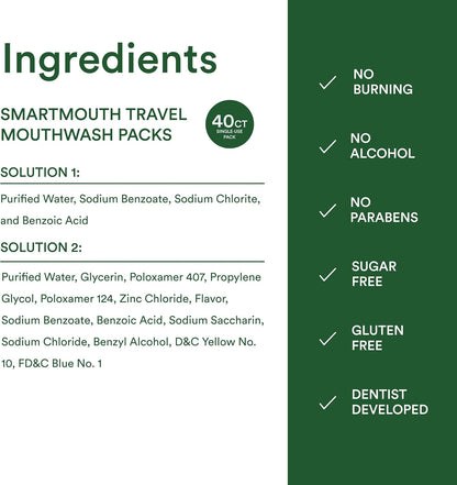 SmartMouth Original Activated Mouthwash Single Packs, Travel Mouthwash, Fresh Mint