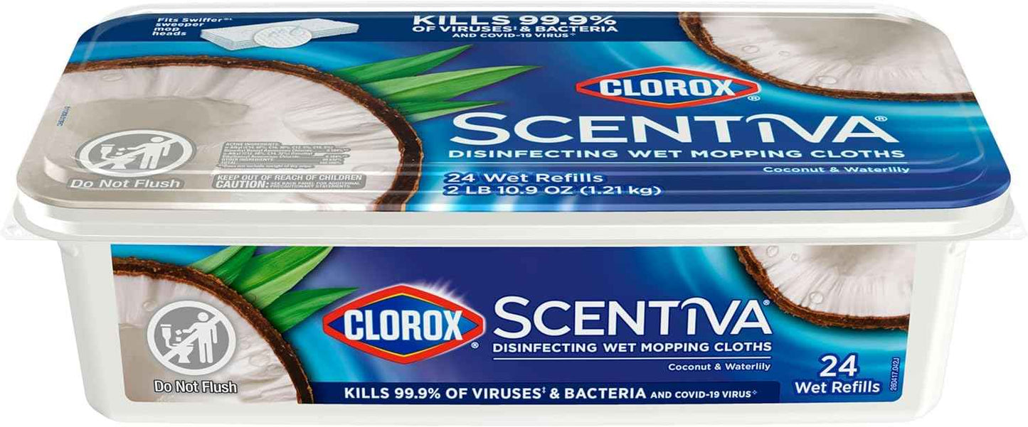 Clorox Scentiva Disinfecting Wet Mop Pad, Disposable Mop Heads