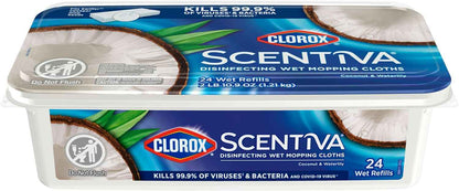 Clorox Scentiva Disinfecting Wet Mop Pad, Disposable Mop Heads
