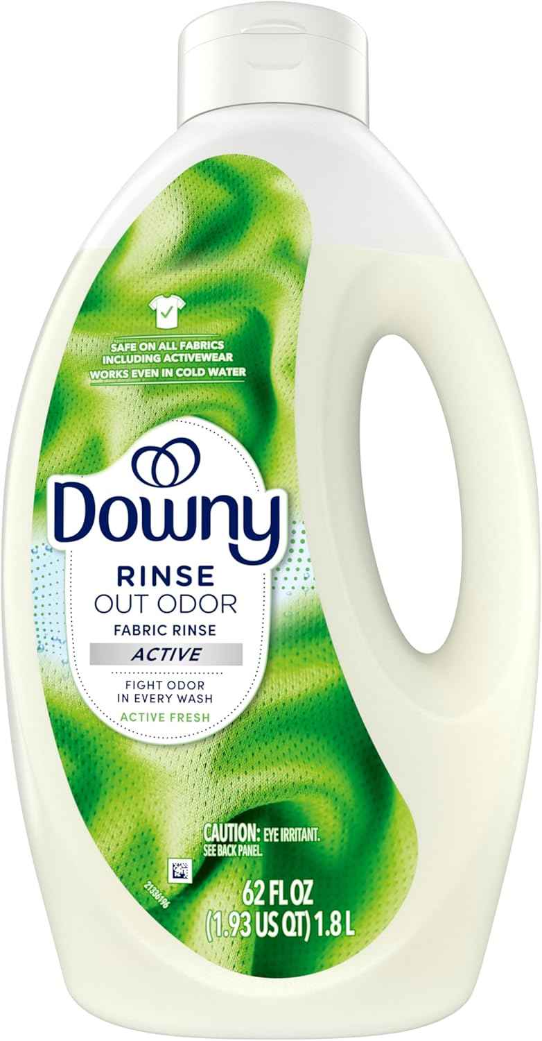 Downy Rinse Laundry Odor Remover, Active Fresh Scent, 62 FL OZ, Fabric Softener and Laundry Odor Removal Rinse