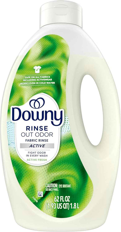Downy Rinse Laundry Odor Remover, Active Fresh Scent, 62 FL OZ, Fabric Softener and Laundry Odor Removal Rinse