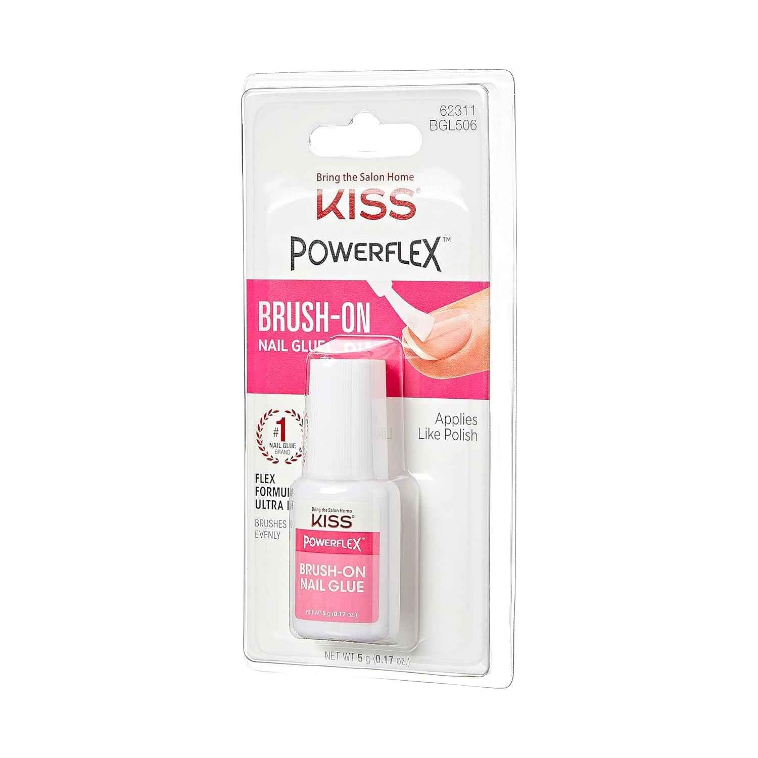 KISS Powerflex, Nail Glue for Press On Nails, Nail Bond, Includes 5g Brush-on Glue