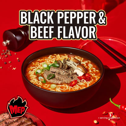 MEP_Black_Pepper_and_Beef_Flavor,_Instant_Korean_Ramen_noodles,_Spicy_Ramyeon_Noodle_Soup_[4.23_OZ_(120g)_x_4_Bags]
