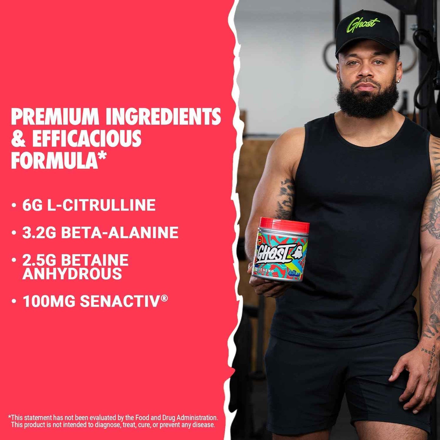 GHOST Legend Pre-Workout Powder - 30 Servings – Pre-Workout for Men & Women with Choline, L-Citrulline, & Beta Alanine for Energy & Focus
