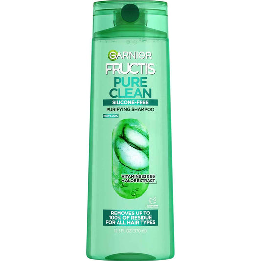 Garnier Fructis Pure Clean Purifying Shampoo, Silicone-Free, 12.5 Fl Oz