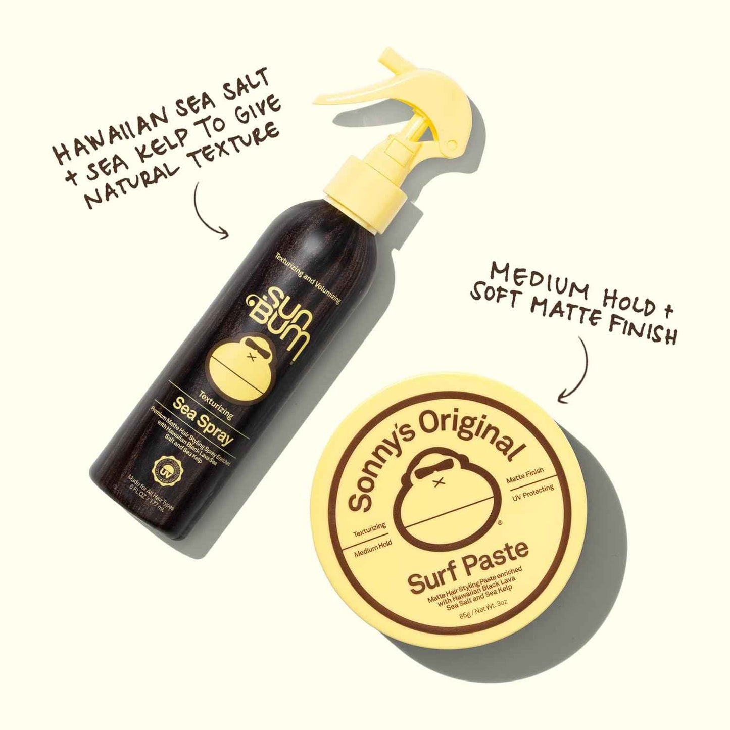 Sun Bum Sea Spray | Texturizing and Volumizing Sea Salt Spray | UV Protection With a Matte Finish | Medium Hold | For All Hair Types | 6 FL OZ Bottle | Texturizing, Volumizing, UV Protection, Matte Finish, All Hair Types, 6 FL OZ