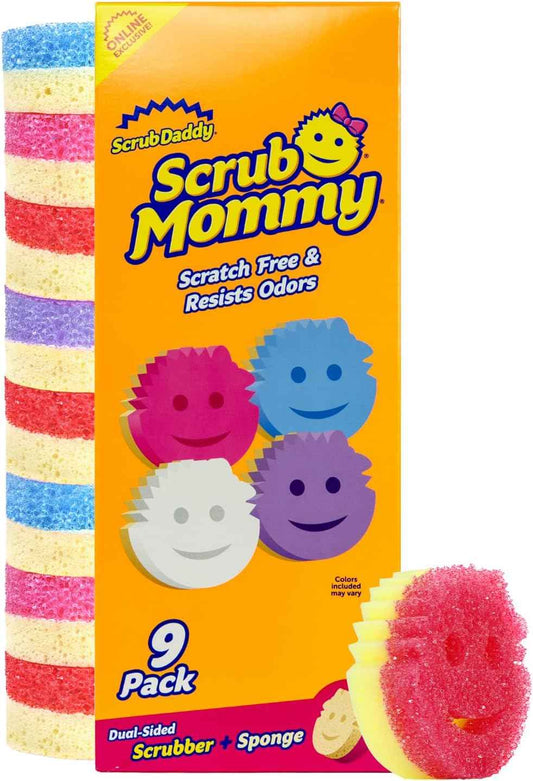 Scrub Daddy Scrub Mommy Kitchen Sponges for Dishes & Wiping Spills - Dual-Sided Dish Scrubber Sponge for Cleaning - Multi-Colored Bulk Pack - Stain & Odor Resistant