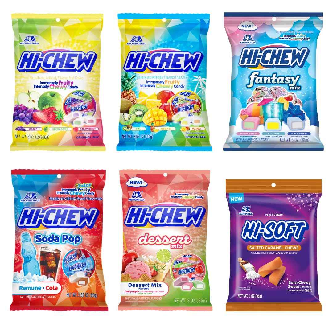 HI-CHEW Assorted, Green Apple Strawberry Mango Grape, Soft & Chewy Candy 2lb - 185+ Pieces Individually Wrapped - Made with Immensely Juicy Fruity Flavors