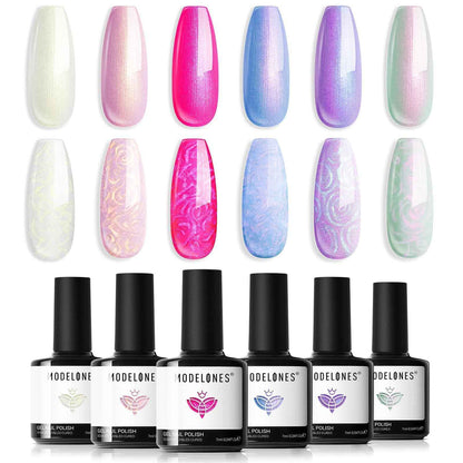 modelones Gel Nail Polish Kit -6 Colors Nude Pink Milky White Spring Gel Polish Set Skin Tones Neutral Brown Soak Off Gel Nail Kit Manicure DIY Nail Art Salon Home Gift