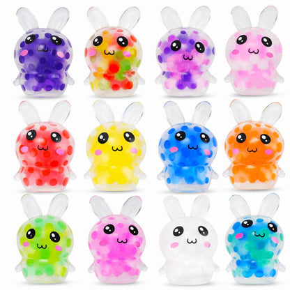 Easter Egg Fillers, 12 Pcs Mini Bunny Squishy Toys, Easter Basket Stuffers Essentials Egg Basket Fillers Gifts for Teens Adults, Bunny Stress Ball Party Favors