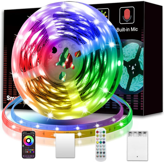 KIKO_Powered_Led_Strip_Lights,_20ft_one_Sets_of_Strip_Light_with_4_AA_Battery_Box/USB_RGB_LED_Light,_Remote_and_APP_Control