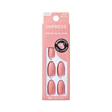 KISS imPRESS No Glue Mani Press On Nails, Pink, Medium Size, Coffin Shape, Includes 30 Nails, Prep Pad, Instructions Sheet, 1 Manicure Stick, 1 Mini File