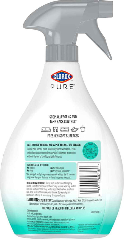 Clorox PURE Allergen Neutralizer Fabric and Carpet Spray, Clean Breeze, 26 Fluid Ounces