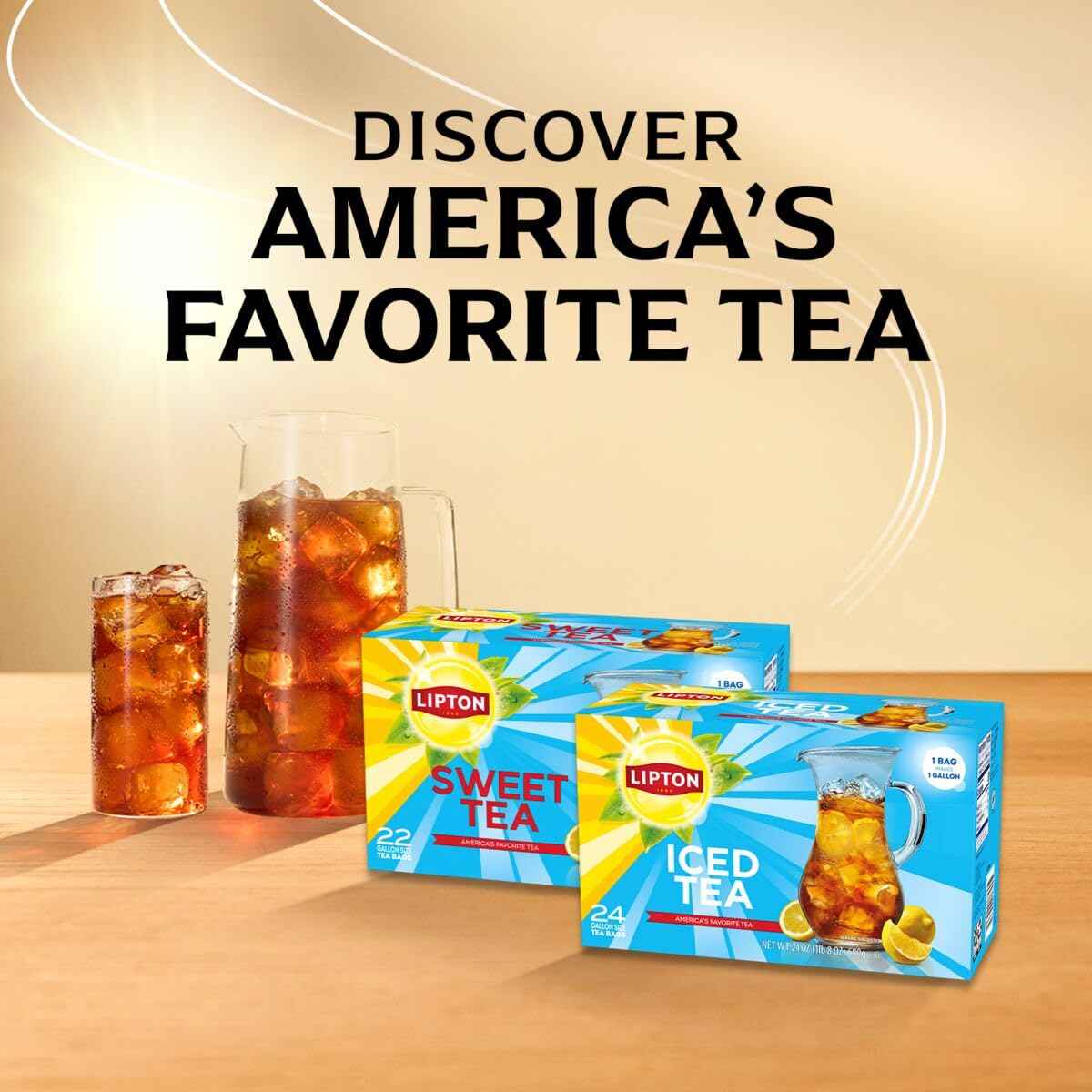 Lipton Unsweetened Iced Tea Bags, Gallon-Sized Zero Calories, 24 Total Tea Bags