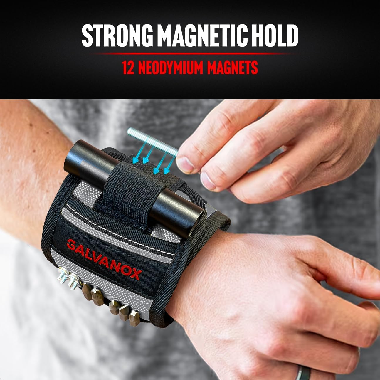 Galvanox_Magnetic_Wristband_with_LED_Flashlight_-_Nylon_Wrist_Magnet_for_Tools,_Screws_and_Nails_with_Adjustable_Work_Light_-_Great_Gift_for_Men,_Father,_Handyman_(Black)