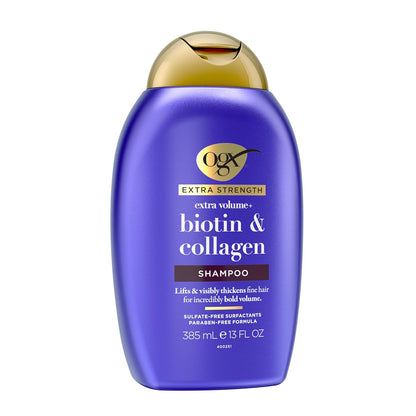 OGX_Thick_&_Full_+_Biotin_Collagen_Extra_Strength_Volumizing_Shampoo_with_Vitamin_B7_Hydrolyzed_Wheat_Protein_for_Fine_Hair._Sulfate-Free_Surfactants_Thicker,_Fuller_Hair,_13_Fl_Oz