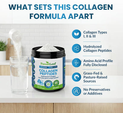 ForestLeaf_Collagen_Peptides_Powder_Unflavored_-_Hydrolyzed_Grass_Fed_Keto_Collagen_Protein_Powder_Type_1,_2_&_3_-_Vital_Hair,_Skin,_Nails,_Joints,_Recovery,_11g_Per_Serving