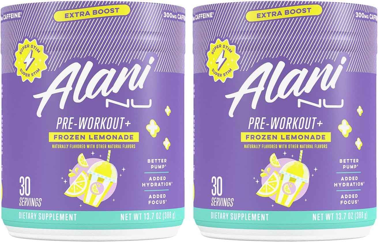 Alani Nu Pre Workout+ Powder, Extra Boost, Sugar Free, 300mg Caffeine, L-Theanine, Beta-Alanine, Citrulline, 30 Servings