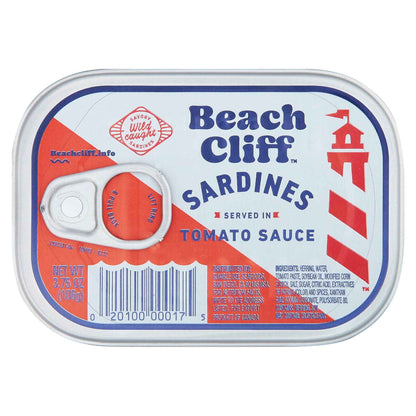 Beach Cliff Wild Caught Sardines, 3.75 oz Can - 13g Protein per Serving - Gluten Free, Keto Friendly - Great for Pasta & Seafood Recipes