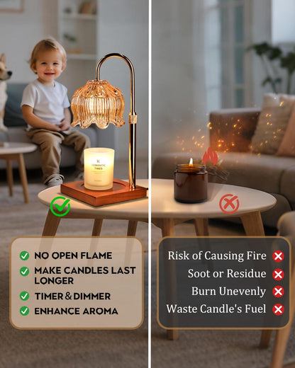 Flower_Candle_Warmer_Lamp_with_Timer_&_Dimmer,_Adjustable_Height_Candle_Warmer,_Birthday_Gifts_for_Women_Mom,_House_Warming_New_Home_Decor,_Wax_Warmer_with_2_Bulbs_for_Jar_Candles