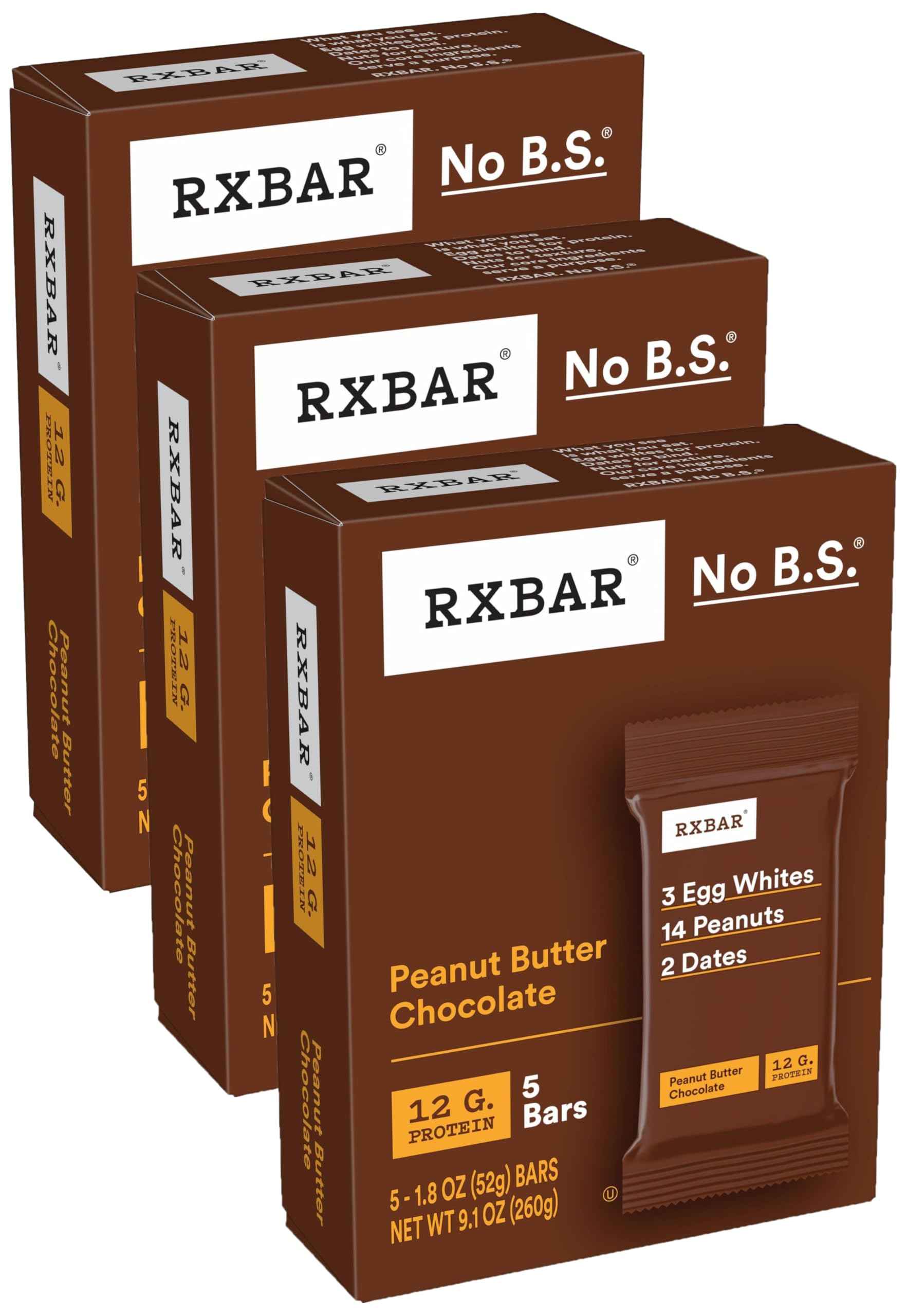 RXBAR Protein Bars, Protein Snack, Snack Bars, Peanut Butter Chocolate
