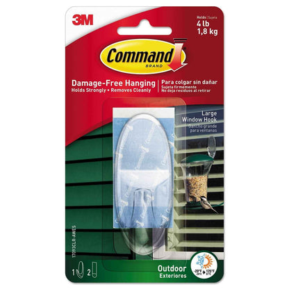 Command Outdoor Wall Hooks, 1 Hook and 2 Command Strips, Damage Free Hanging Wall Hooks for Hanging Christmas Decorations with Weather Resistant Strips, Holds up to 4 lb